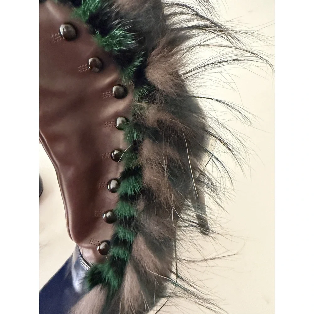 Fendi Couture Karl Lagerfeld Feather Runway Ankle Boots Booties 36 6 5.5 - Picture 8 of 15